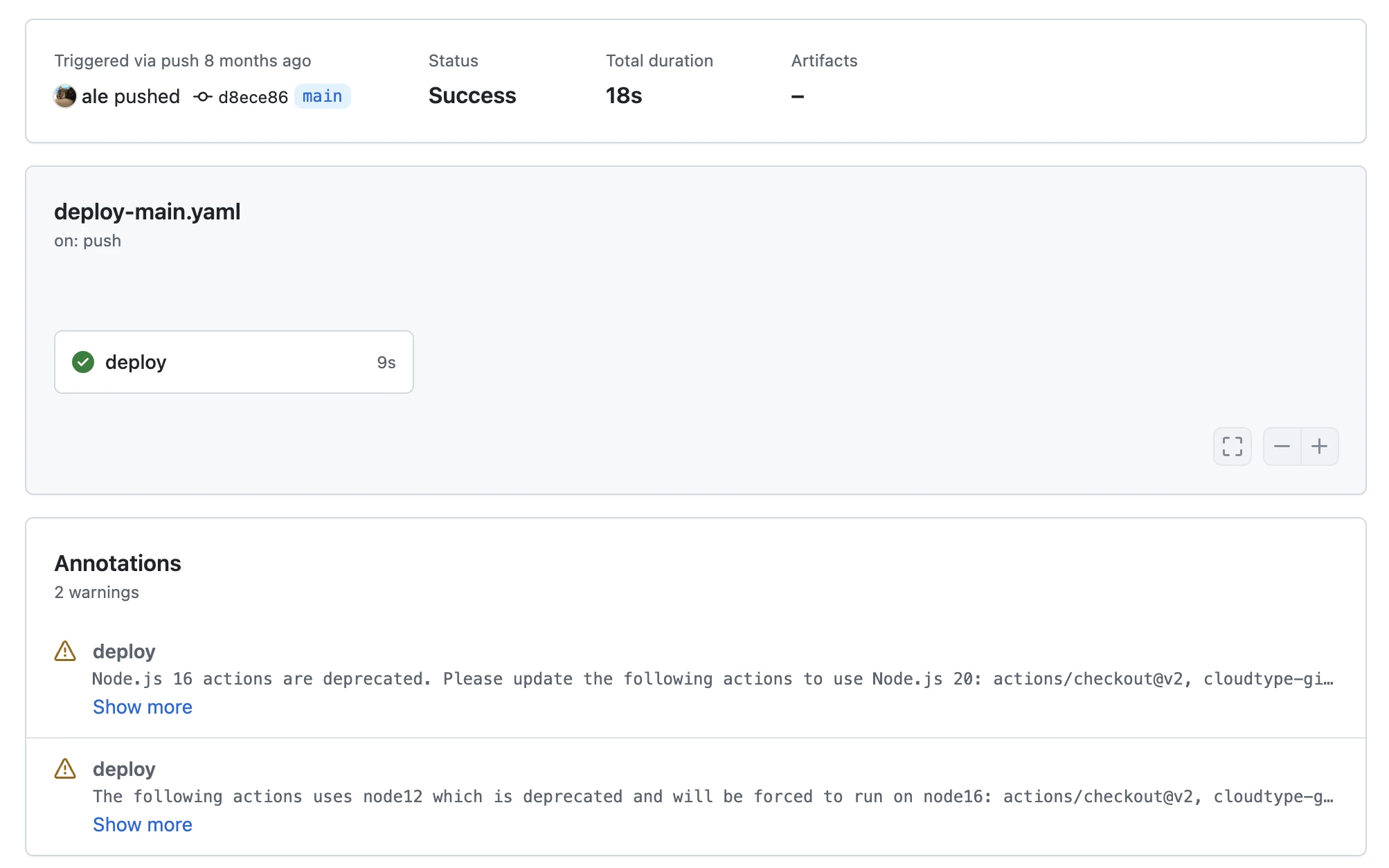 GitHub Action screenshot